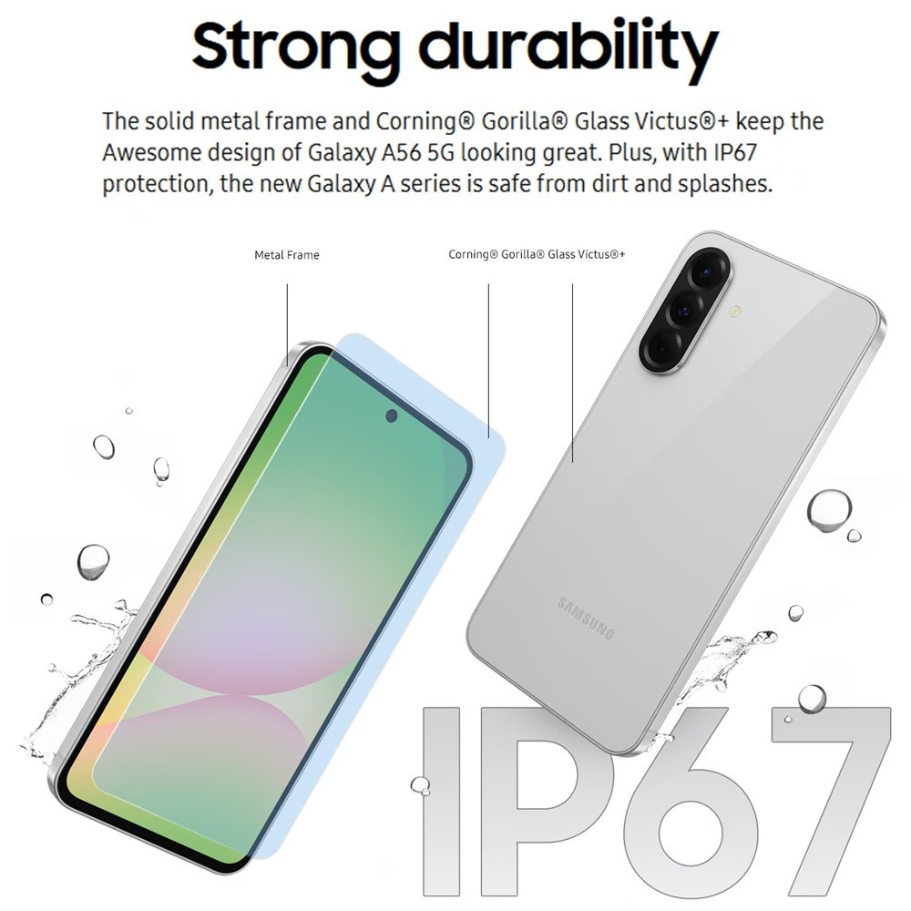Unlocked Samsung Galaxy A56 5G Smartphone, IP67 6.7″ 120Hz 128GB/256GB NewSealed
