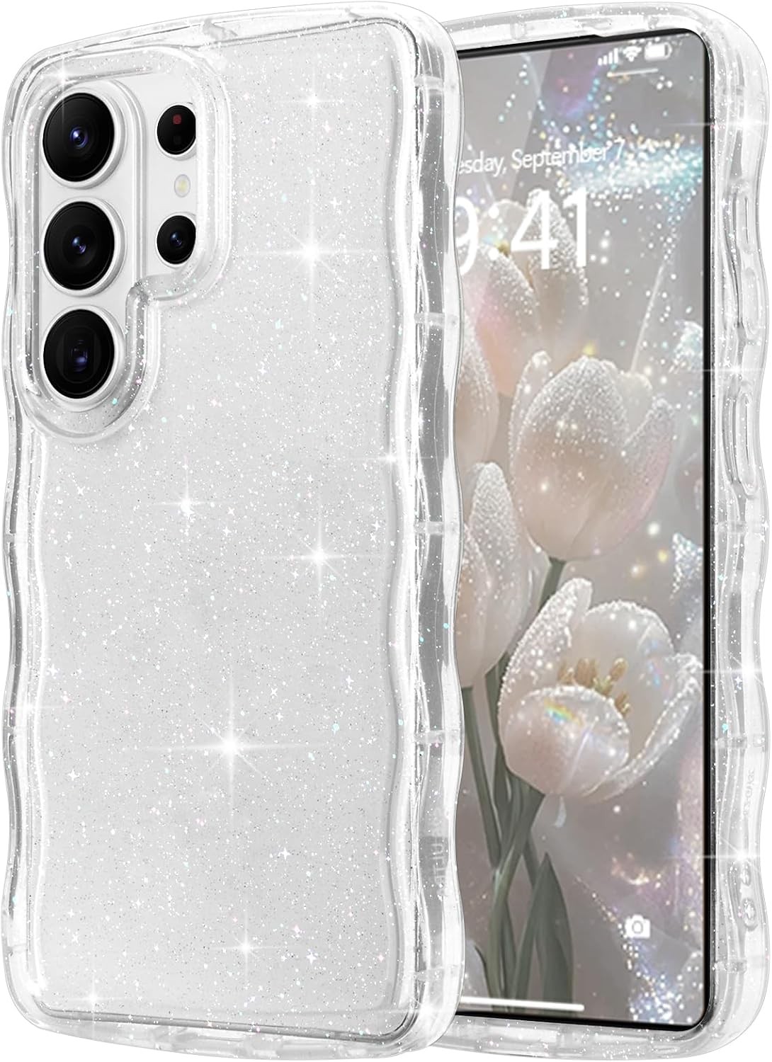 Cute Sparkly Bling Glitter Bumper Cover Case for Samsung Galaxy S26 Ultra, Clear