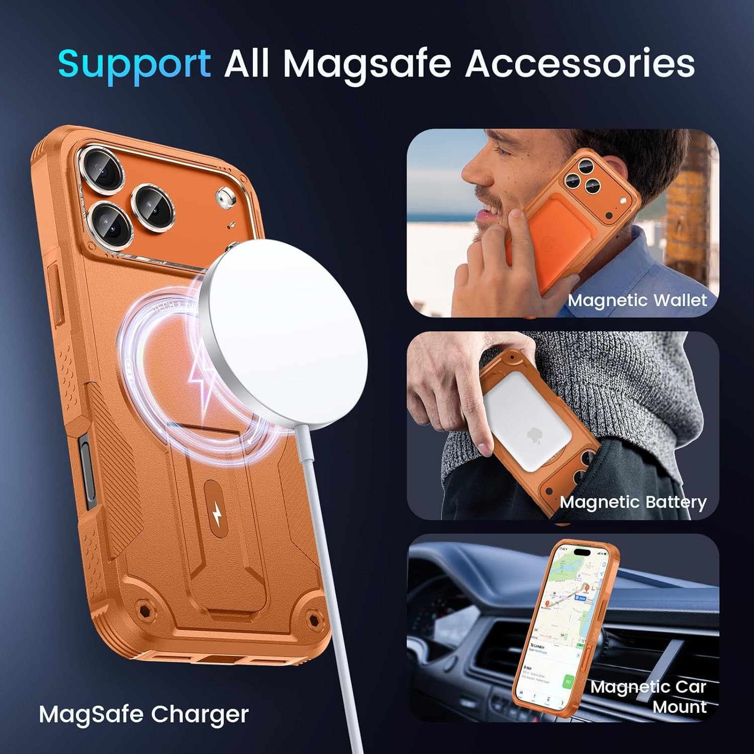 3-in-1 for iPhone 17 Pro Max Case with Stand, Screen & Lens Protector, Solid Dua