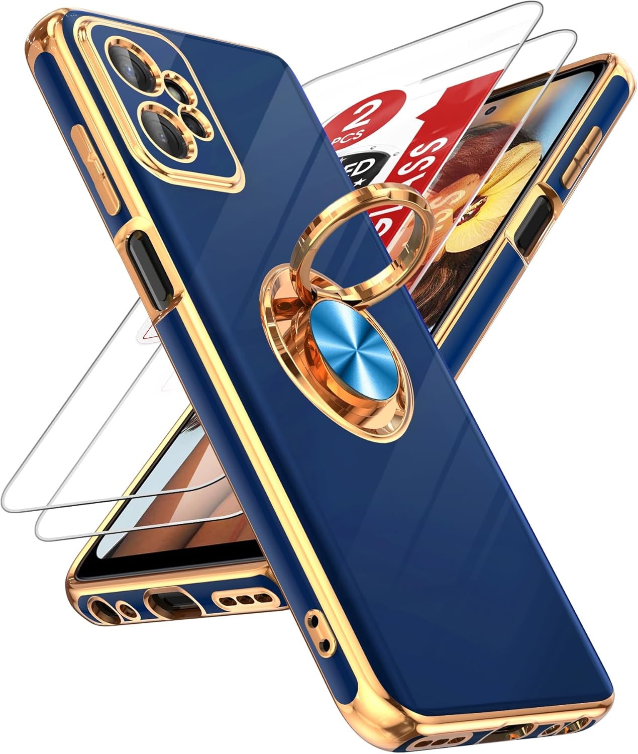for Moto G Power 5G 2023 Case with Tempered Glass Screen Protector and Kickstand