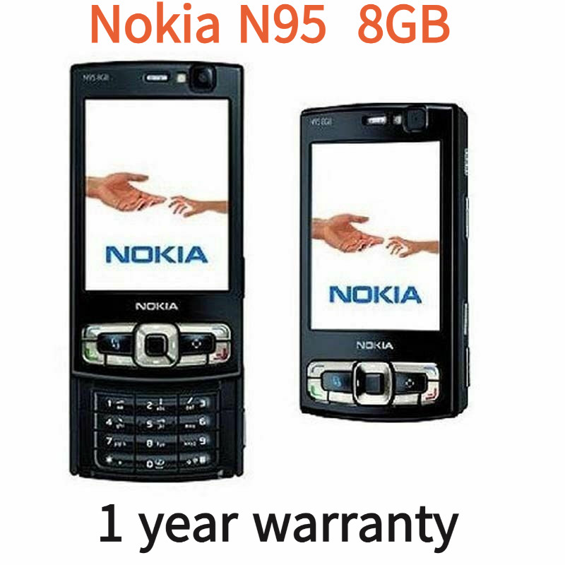 Original NOKIA N95 8GB Mobile Phone 3G Unlocked 5MP Wifi GPS 2.8”Screen GSM