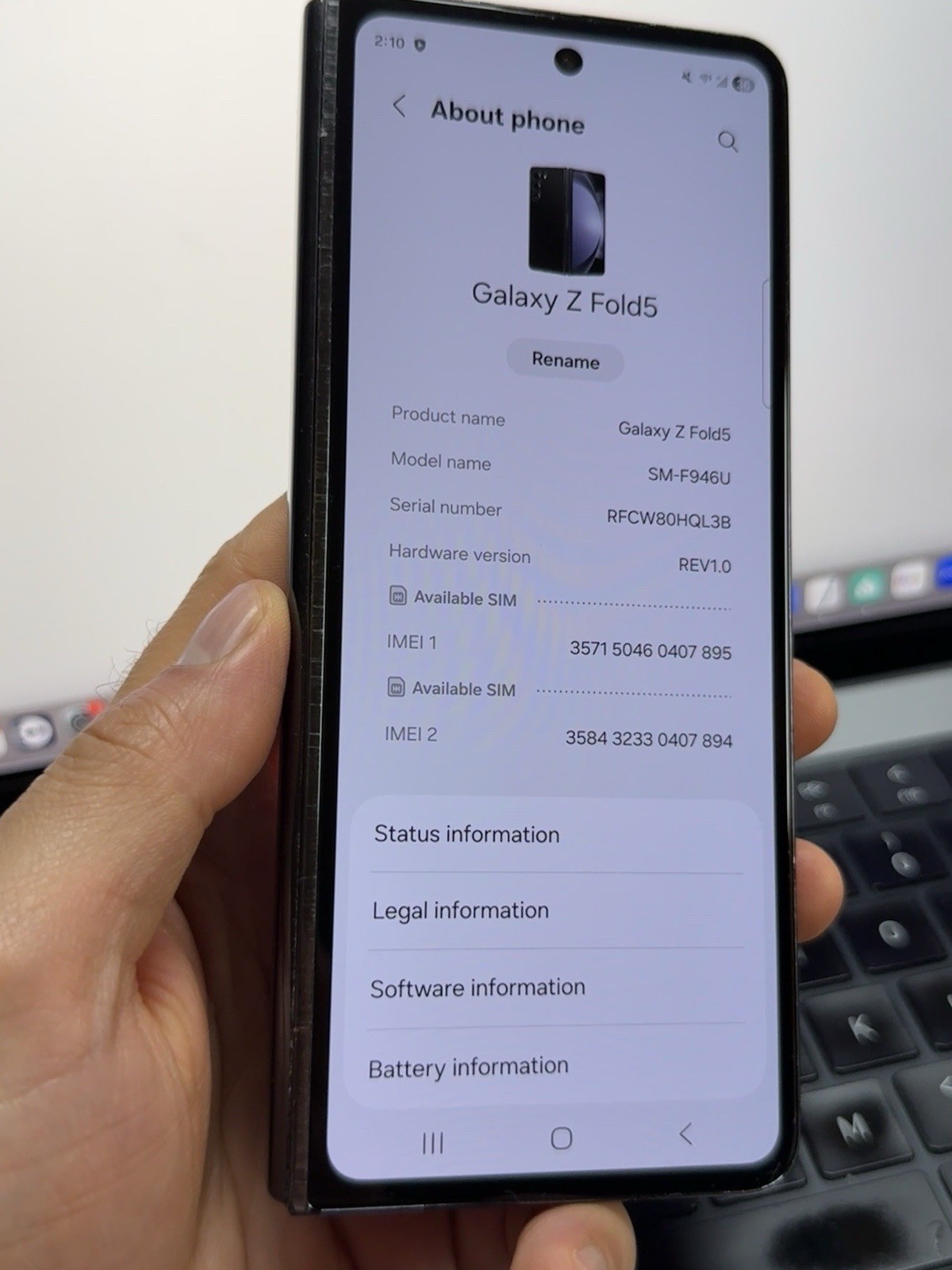 Samsung Galaxy Z Fold 5 Unlocked 256GB Black (Bad Large Screen) #24219