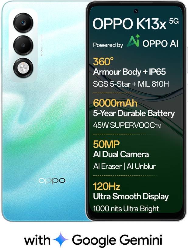 OPPO K13x 5G with 6000mAh Battery-Factory Unlocked-Dual SIM-6GB RAM-128GB-Blue