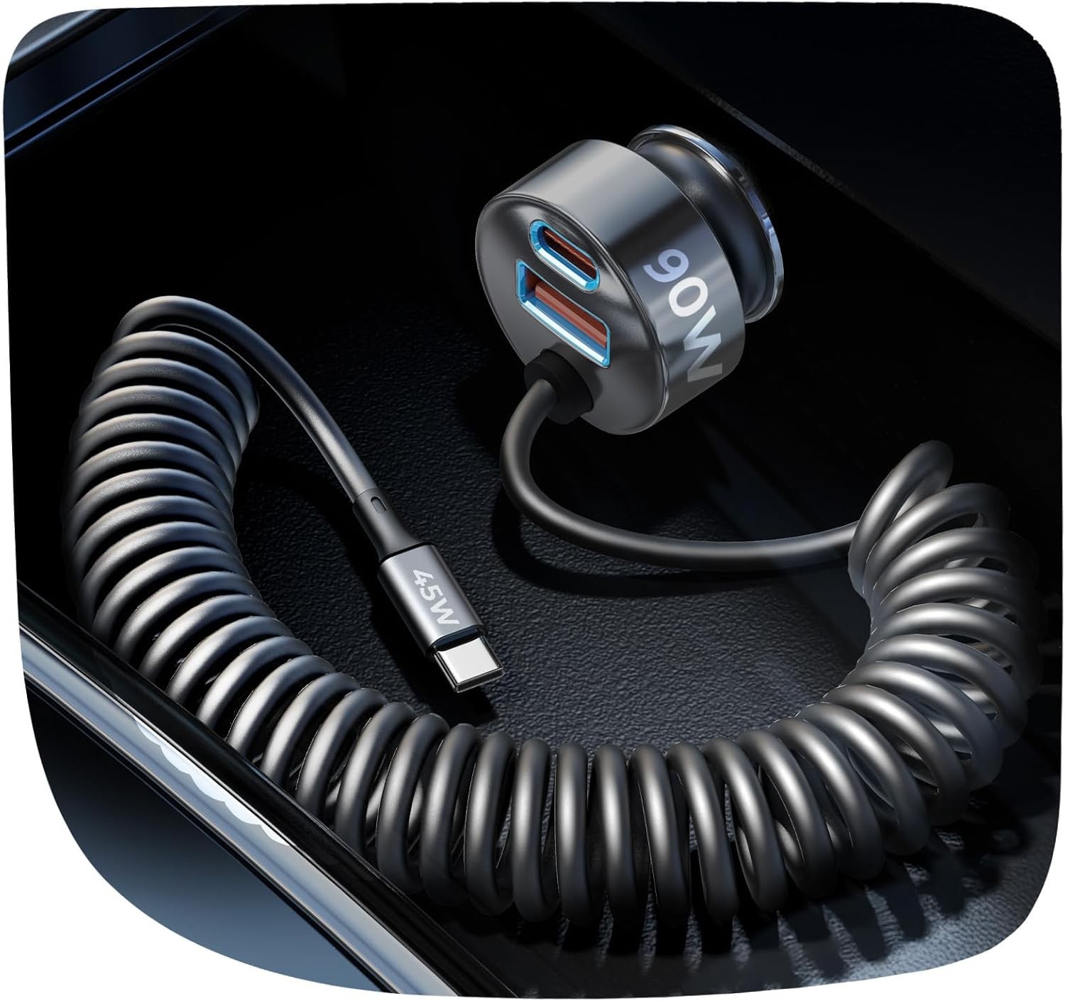 90W USB-C Fast Car Charger for iPhone 17/16/15 Pro Max