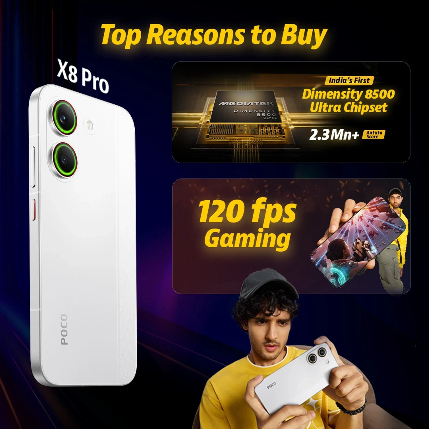 POCO X8 Pro 5G Dual SIM 256GB Storage MTK Dimensity 8500-ULTRA Gaming Phone