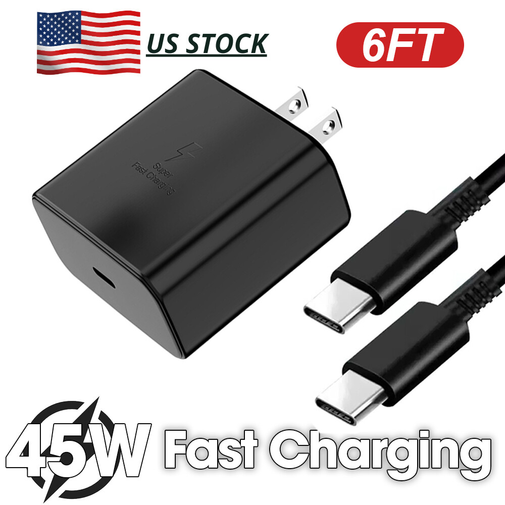 45W Super Fast Wall Charger + USB 6FT Cable For Samsung Galaxy S20 S23 S22 S21+
