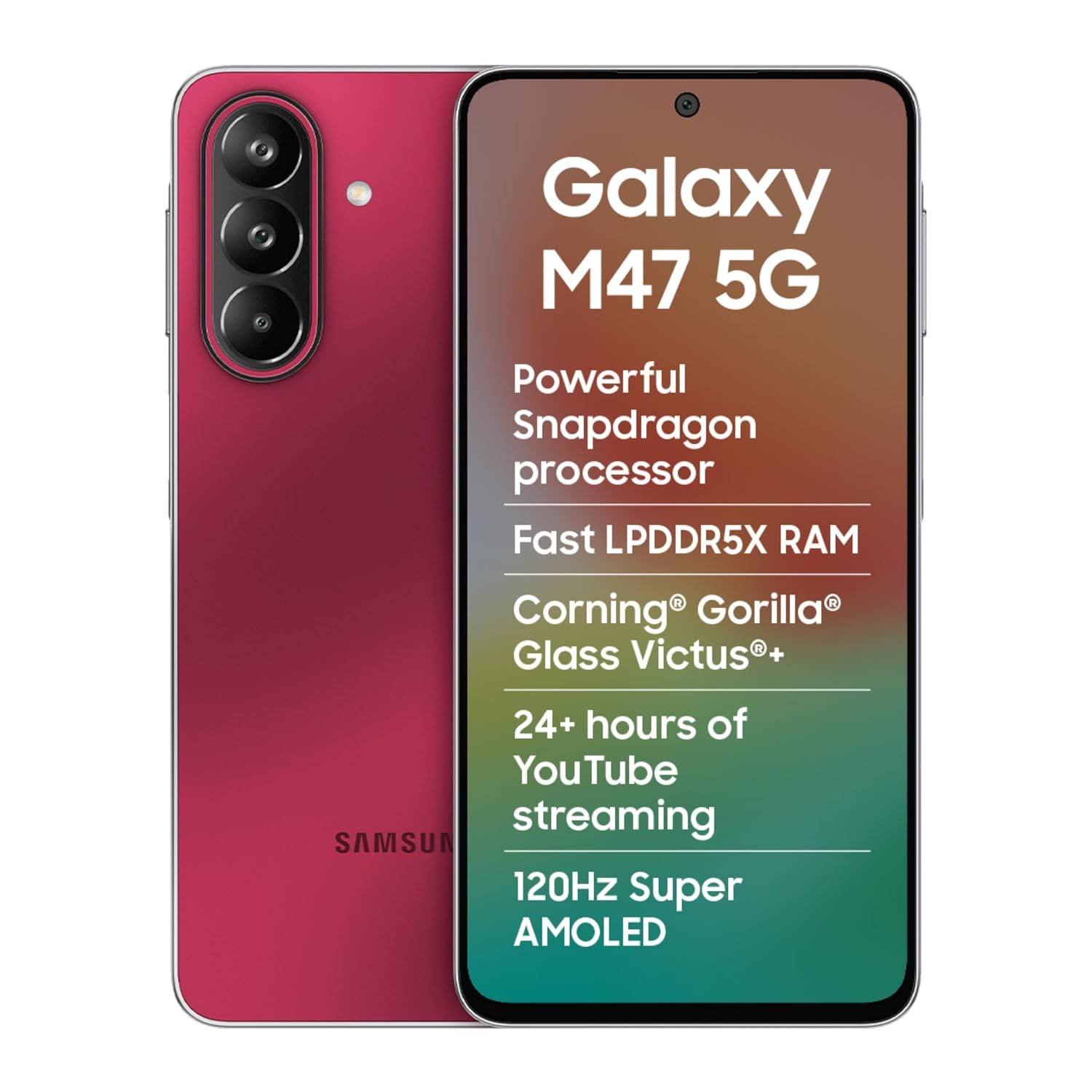 Samsung Galaxy M47 5G (Red, 6GB RAM, 128GB)Snapdragon 6 Gen 3 Global Version.