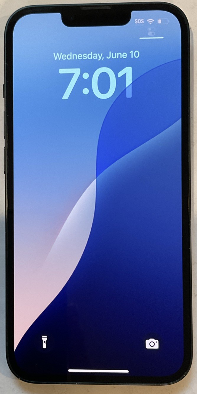 USED, GSM UNLOCKED MIDNIGHT iPhone 13, 128GB A2482 MLA23LL/A, 86% BATTERY (18.5)