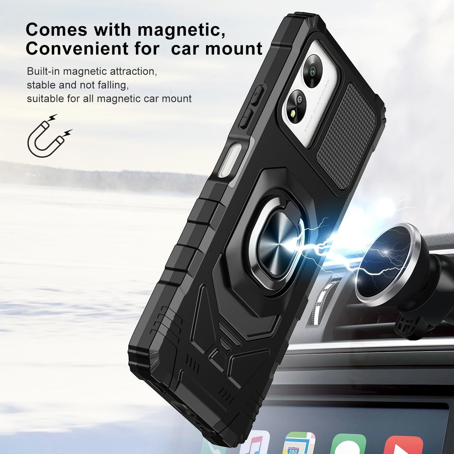 Boost Celero 5G SC Phone Case with Tempered Glass Screen Protector, Black