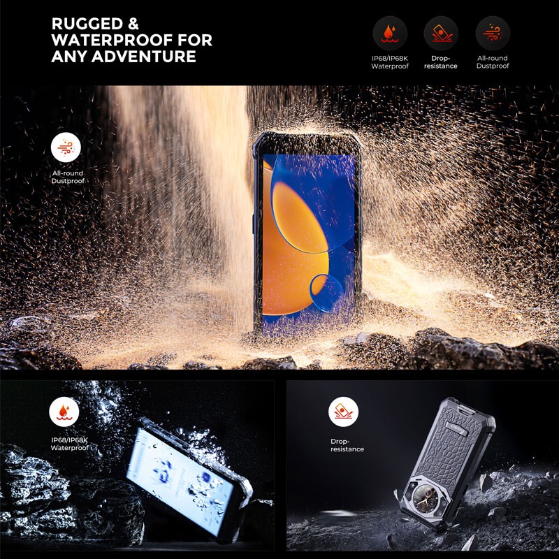 10600mAh FOSSiBOT F101 PRO 4G Rugged Phone Android 13 Leather Mobile Dual Screen