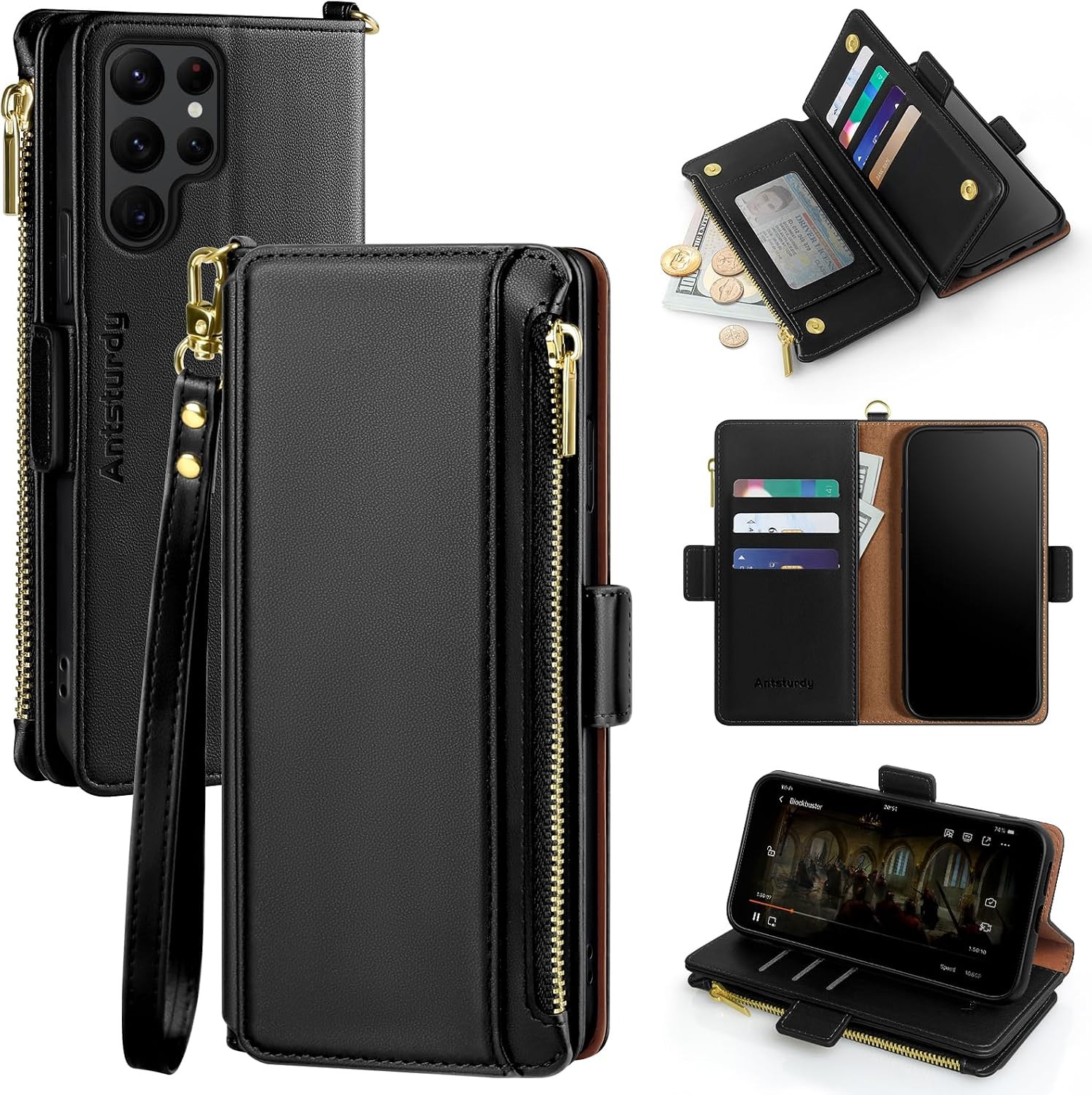 Samsung Galaxy S22 Ultra 5G Wallet with Card Holder, RFID Blocking PU Leather Co