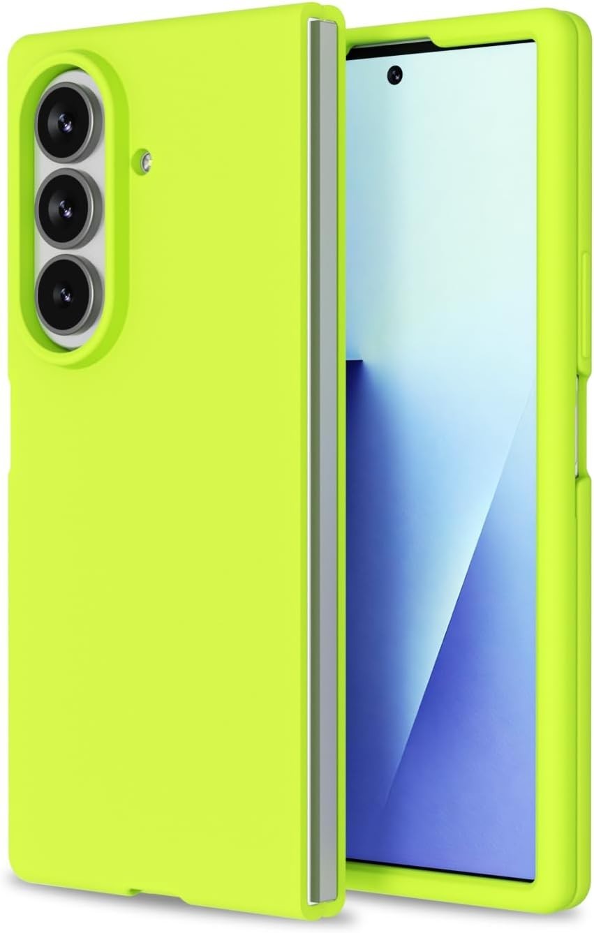 Samsung Galaxy Z Fold 7 Phone Case Silicone, Fluorescent Neon Lime Green Bright