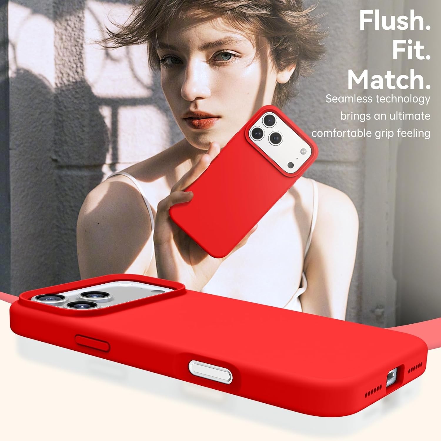 Case for iPhone 17 Pro Max 6.9” Smooth Liquid Silicone Soft Gel Rubber Cover Re