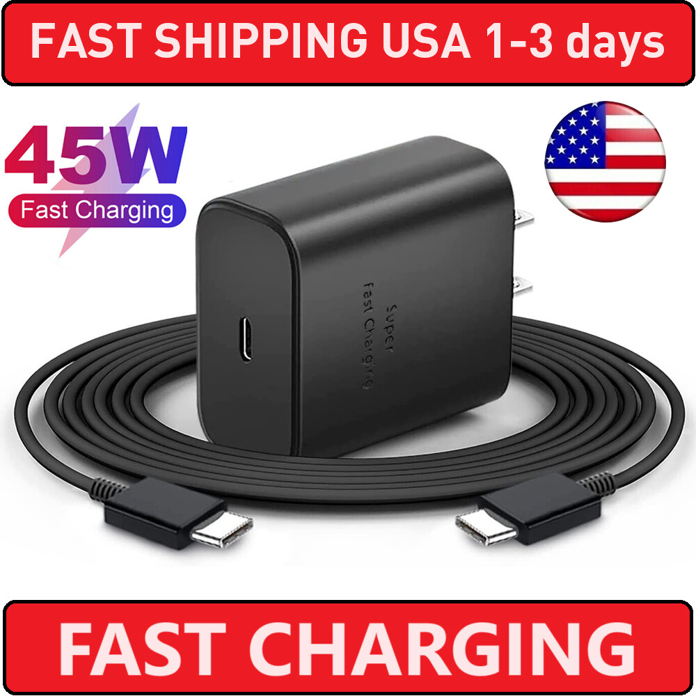 45W Fast Wall Charger Adapter 6ft Type-C Power Cable For Samsung S22 S21 S20 FE