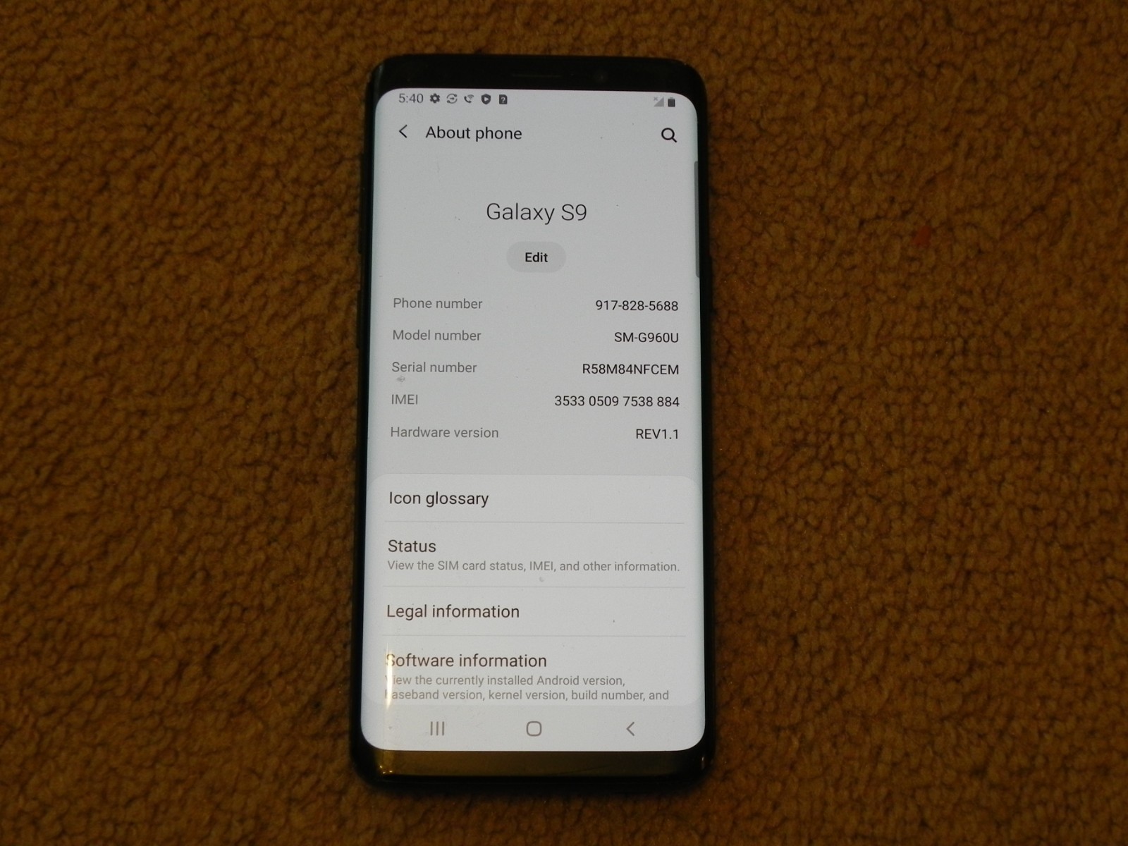 Samsung Galaxy S9 SM-G960U 64GB Black in Original Box Damages for Parts