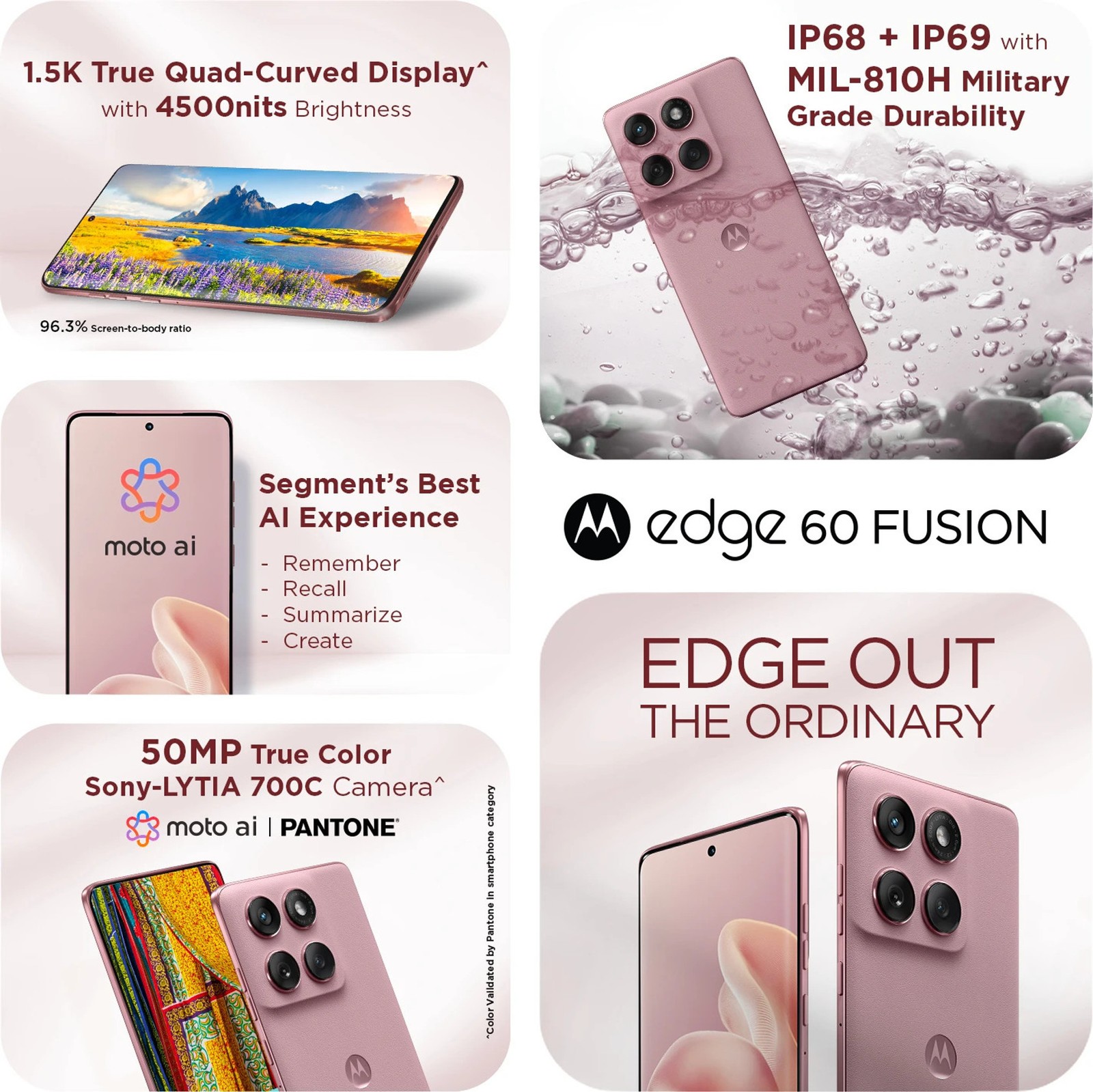 Motorola Edge 60 Fusion 5G 8GB RAM 128GB PANTONE Zephyr Global Version Dual Sim