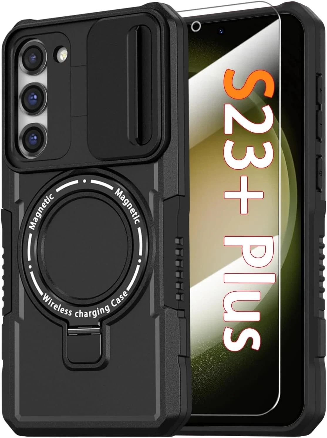 Samsung Galaxy S23+ Plus Phone Case, Military Grade, Shockproof, with Ring Stand