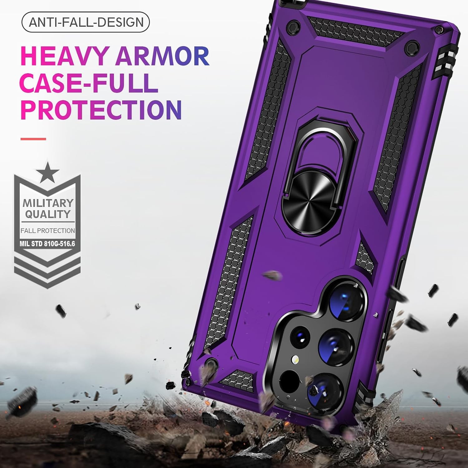 Heavy Duty Rugged Case & Screen Protector for Samsung Galaxy S26 Ultra Purple