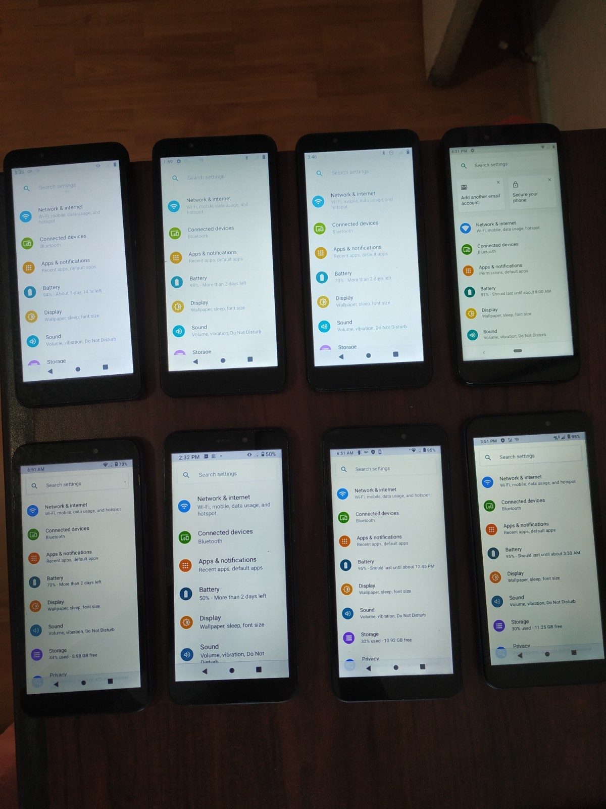 Lot of 8 Wiko U316AT (4pc)/Schok Volt SV55(3pc)/Coolpad Legacy S CP3648A 16GB