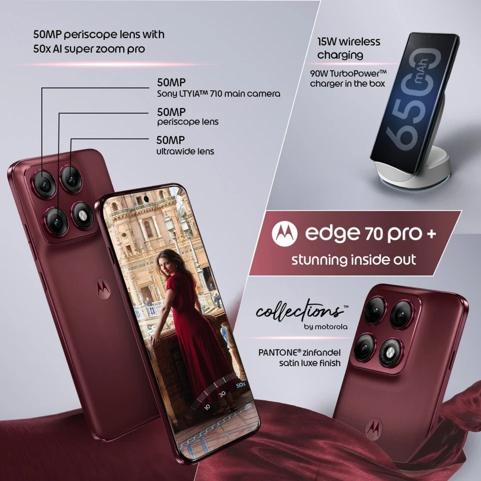 Motorola Edge 70 Pro+ 5G | 256GB | 12GB RAM | Red | Global Version Unlocked NFC