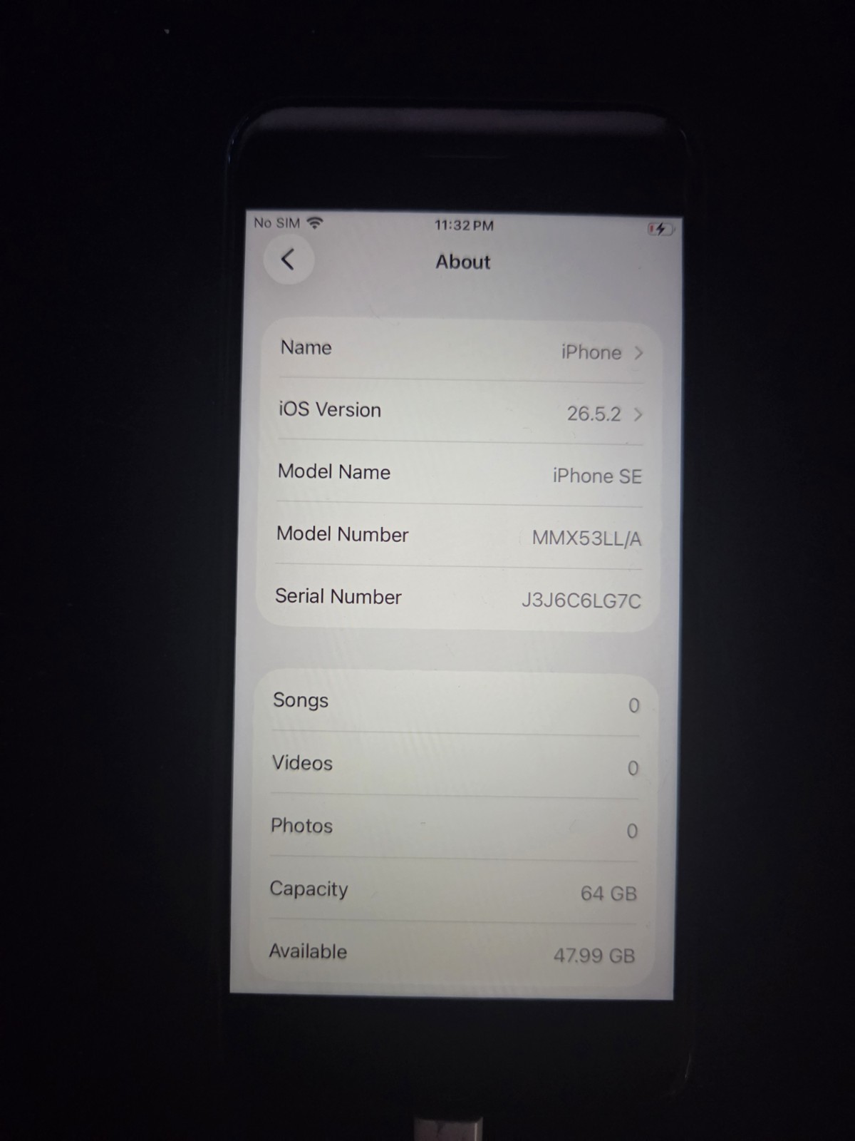 Apple iPhone SE (3rd Generation, 2022) Midnight Black, 64GB, Unlocked, MMX53LL/A