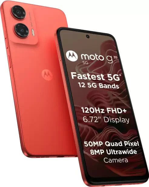 MOTOROLA g35 5G Factory Unlocked Dual SIM 4GB RAM 128GB Storage-Guava Red