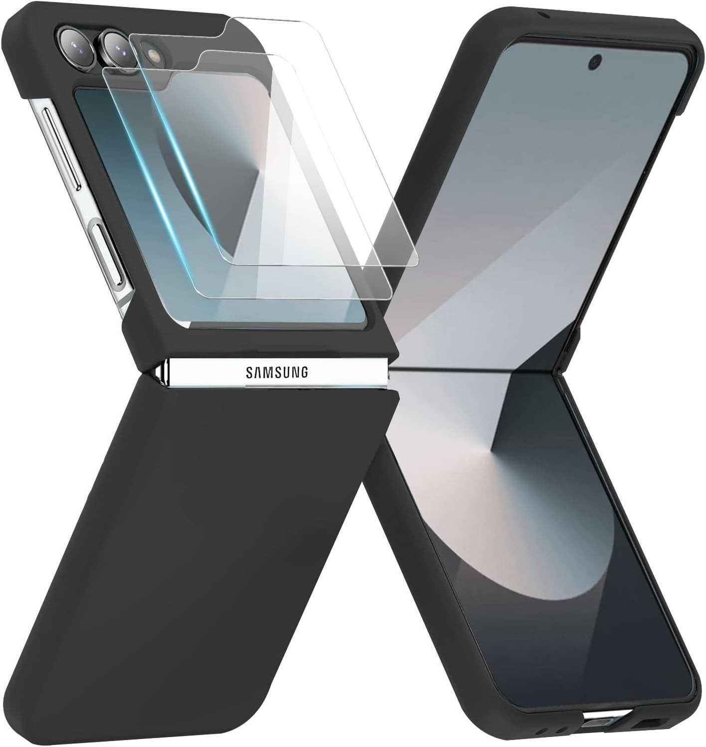 2X Screen Protector for Samsung Galaxy Z Flip 7 FE/Z Flip 6 Case, Black