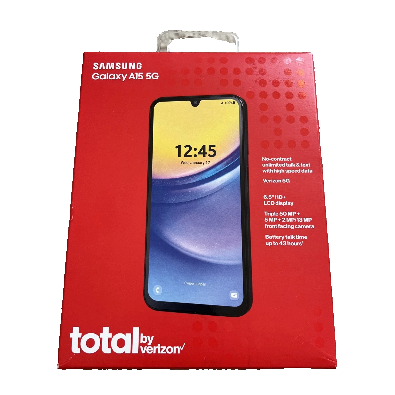 Total By Verizon Prepaid: Samsung Galaxy A15 5G, 6.5″ FHD+ 128GB – Blue Black