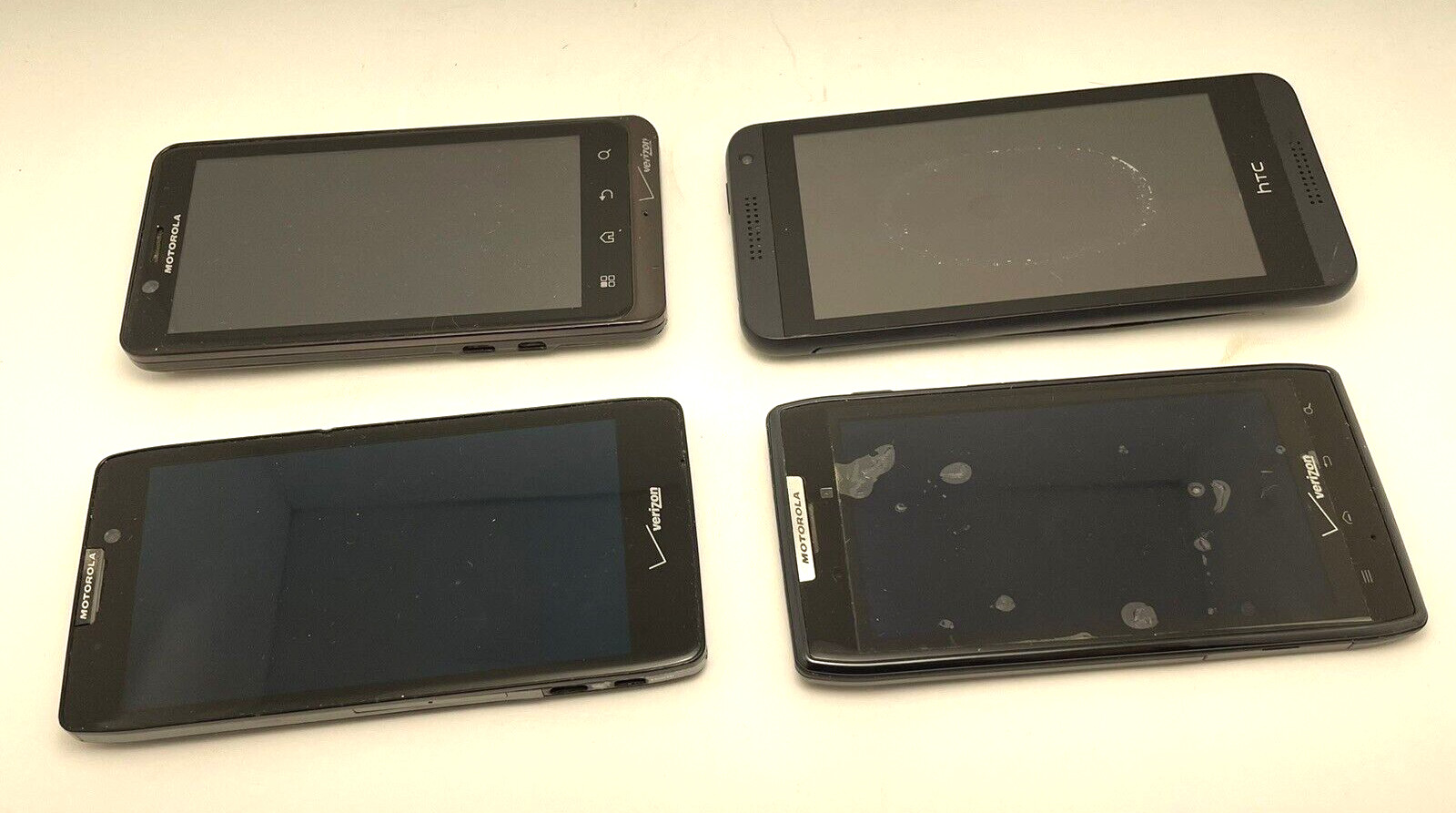 Lot of 3 Motorola (2 RAZR’s & 1 Bionic) 1 HTC Smartphones For Parts, Untested