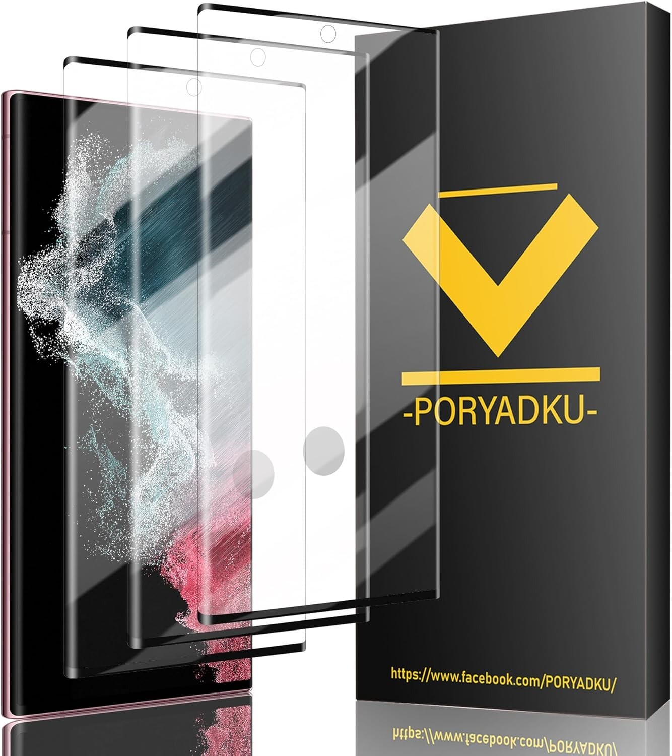 For Samsung Galaxy S22 Ultra Screen Protector Tempered Glass 3-Pack HD Clear