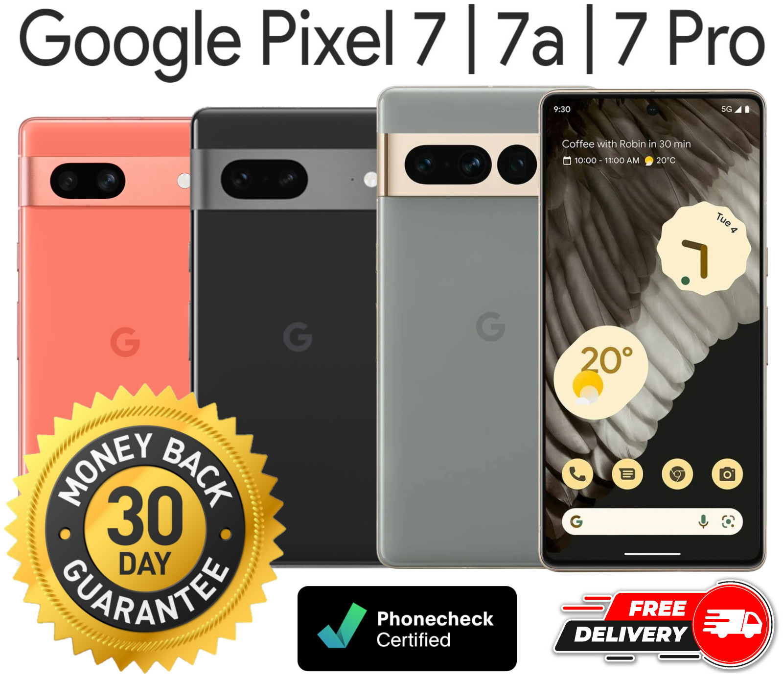 Google Pixel 7 | 7a | 7 Pro – 128GB 256GB 512GB – Unlocked AT&T Verizon T-Mobile