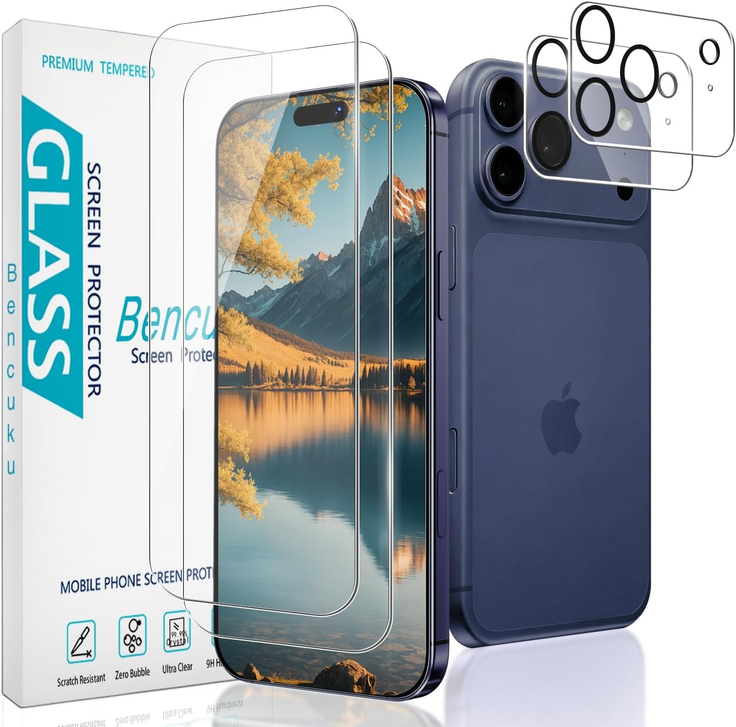 6.9 Inch 2 Pack Screen Protector for iPhone 17 Pro Max with Camera Lens Protecto