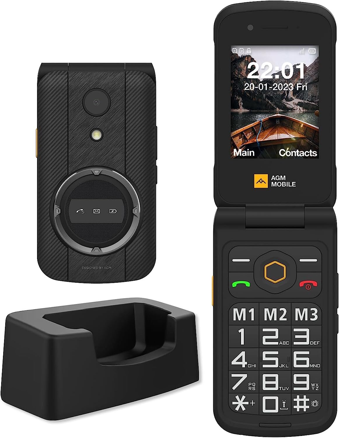 AGM M8 Flip 4G Rugged Feature Phone Large Button Big Keyboard Basic Phone 104dB