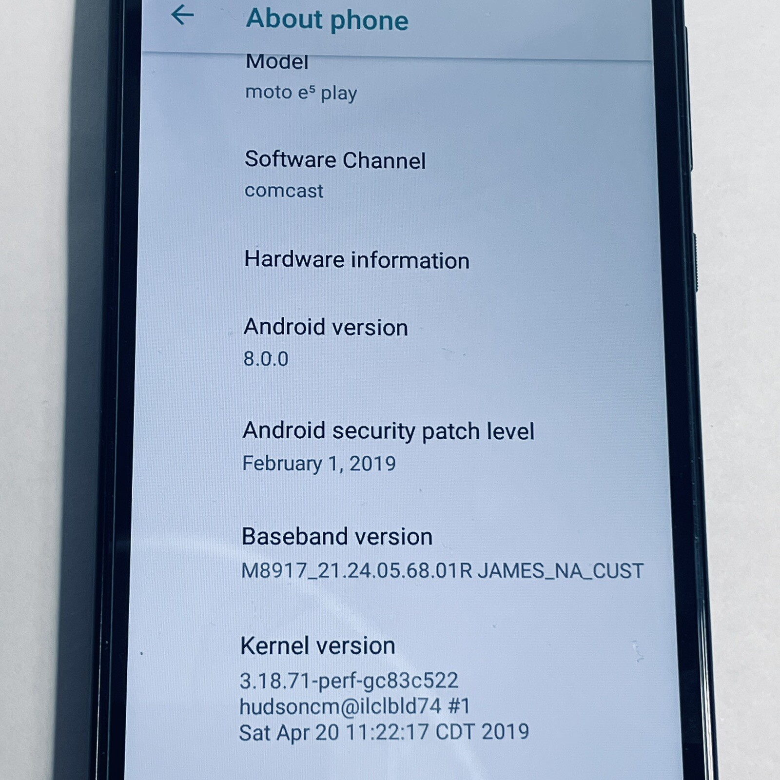 Motorola Moto E5 Play Phone 16 GB Comcast Xfinity Black