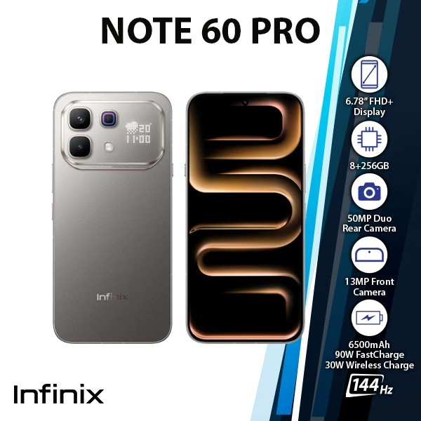 Infinix Note 60 Pro 5G Android Cell Phone (TITANIUM/8GB+256GB/Dual SIM/Unlocked)
