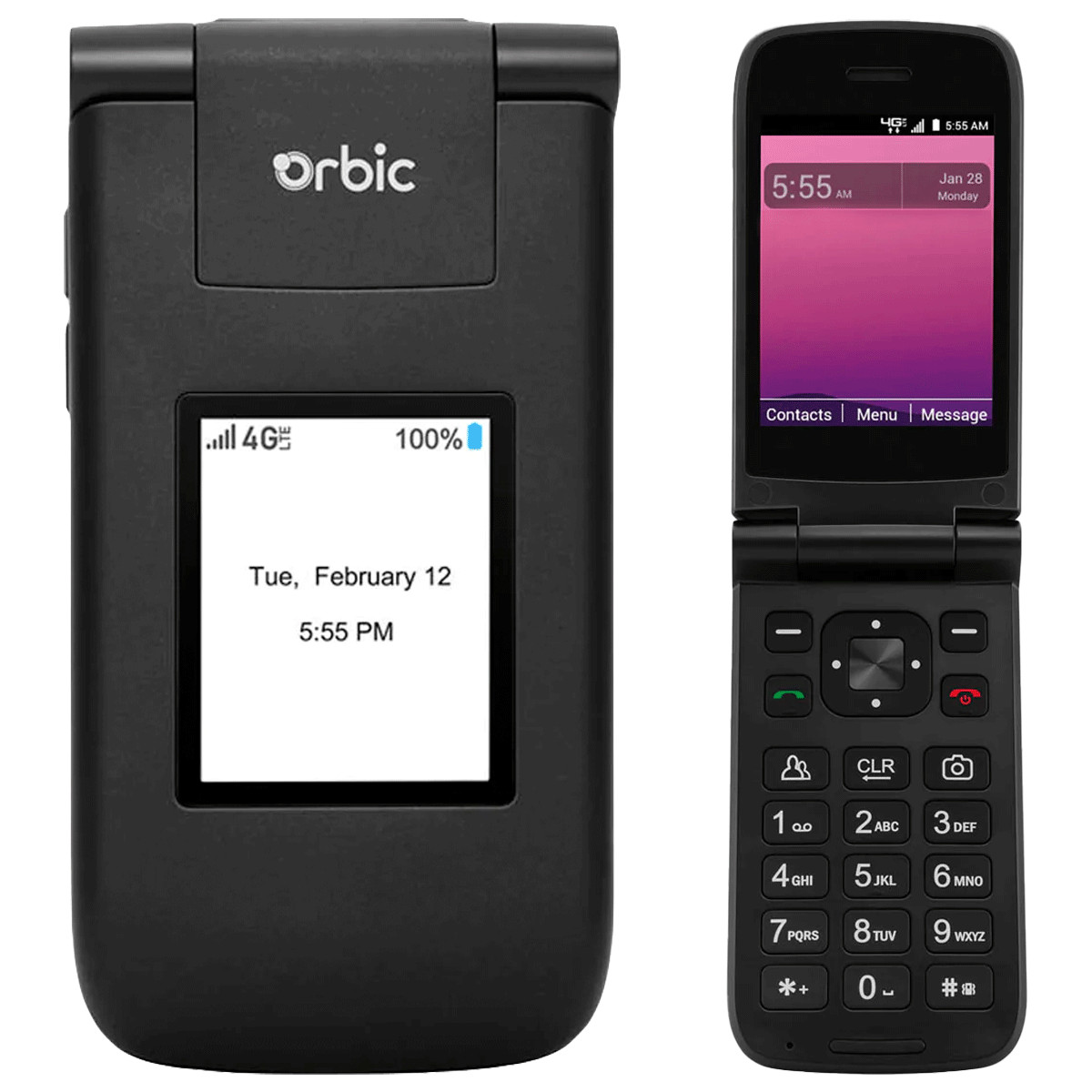 ORBIC JOURNEY V 2200 Pre/Postpaid 4G LTE Unlocked Flip Phone Black | Excellent