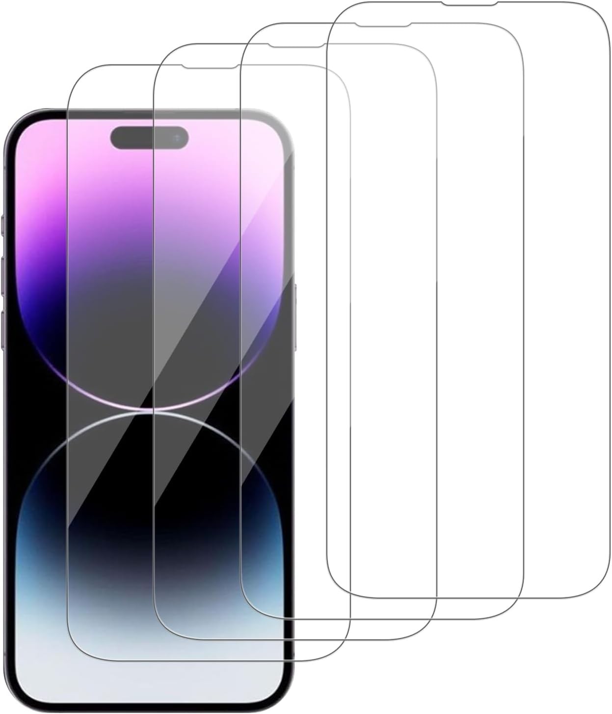 4PCS Glass Screen Protector for iPhone 14 Pro Max 6.7 Inch Scratch Resistant Eas