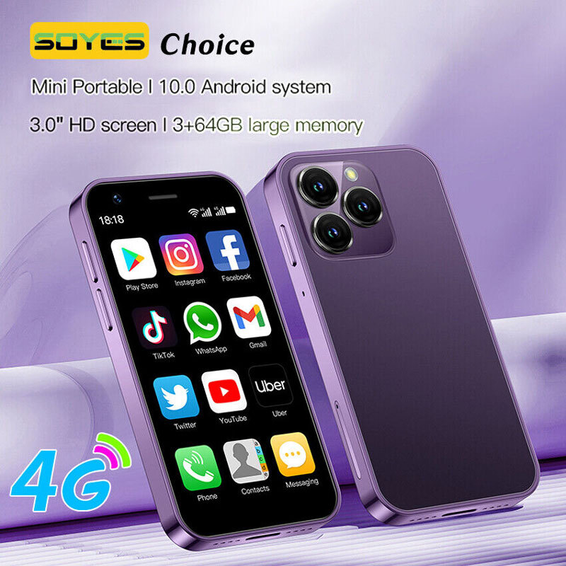 Unlocked XS16 4G Ultra-thin 3.0″ Small Smart Phone 3GB+64GB Android 10 Dual SIM