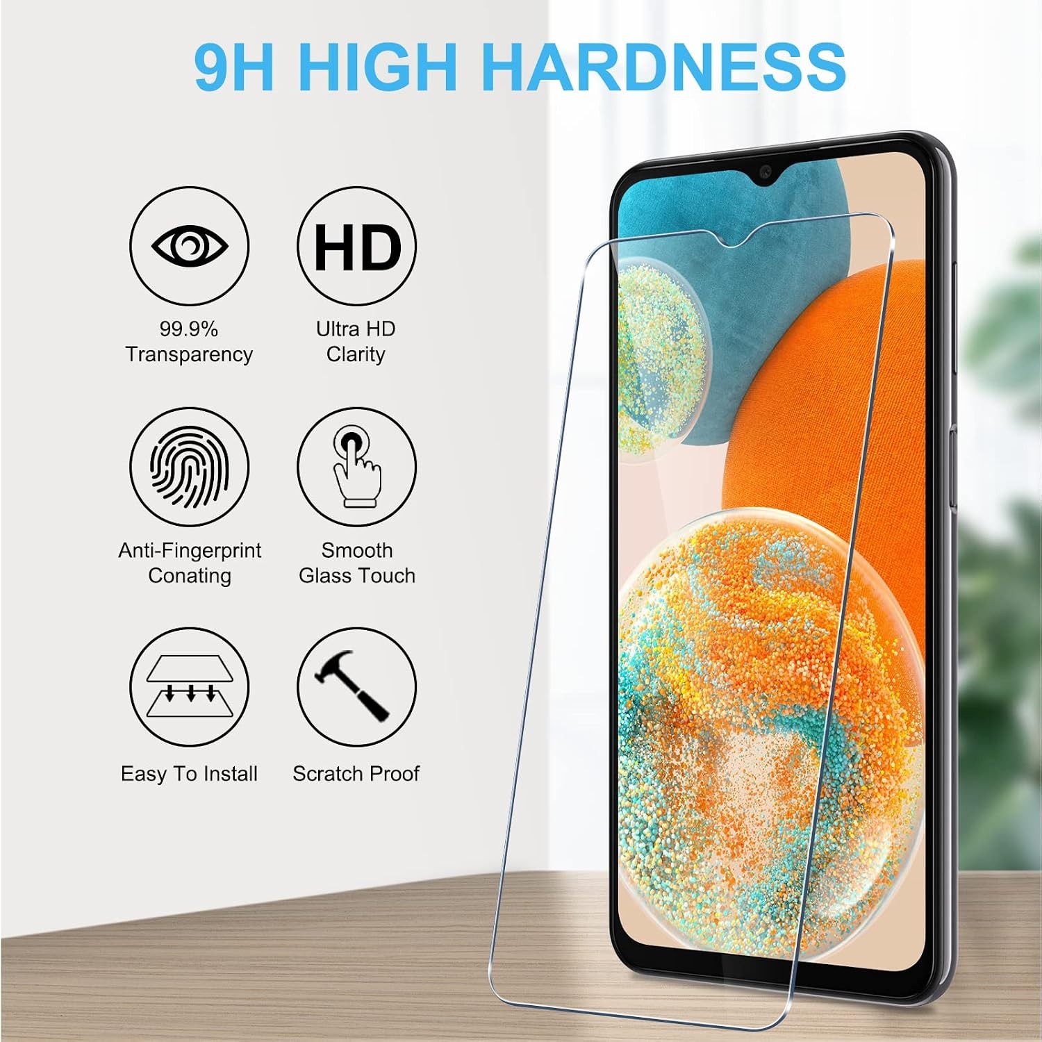 3PCS Screen Protector for Samsung Galaxy A23 6.6 Inch Tempered Glass Anti Scrat