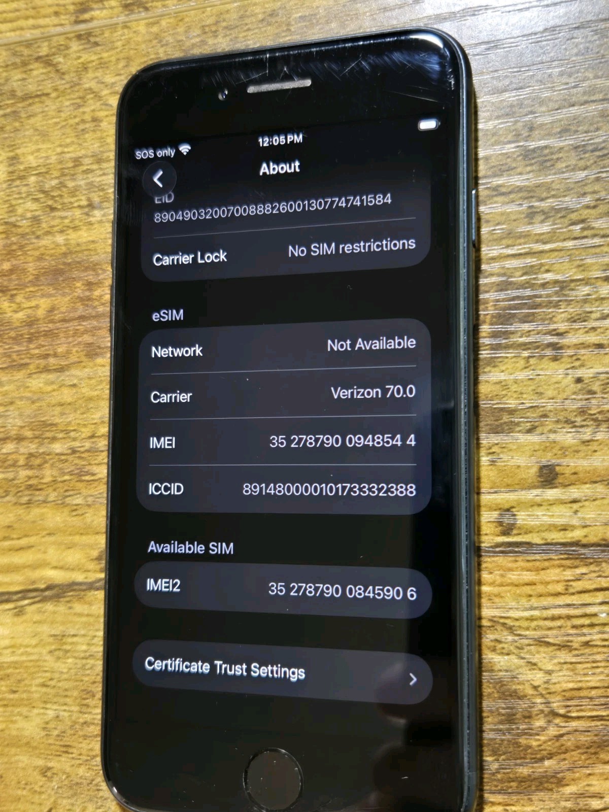iphone SE 3rd gen 128GB Verizon Battery Health 81% No Sim Card Tray