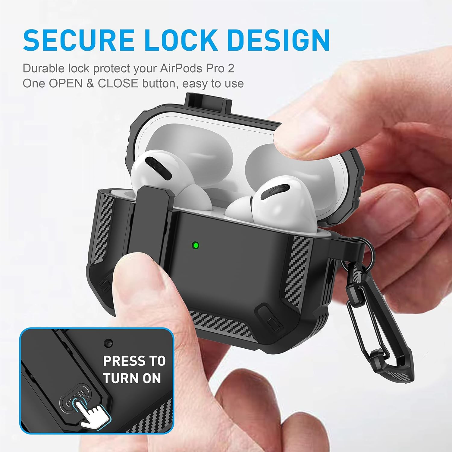 Shockproof Protective Cover Case with Lock & Cleaning Kit for AirPods Pro 1st/2n