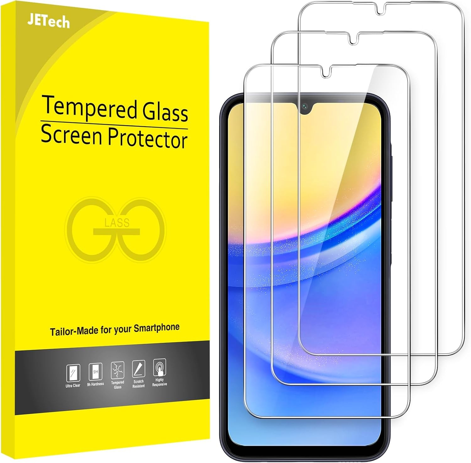 3-Pack Tempered Glass Screen Protector for Samsung Galaxy A15 4G / 5G 6.5″ HD Cl