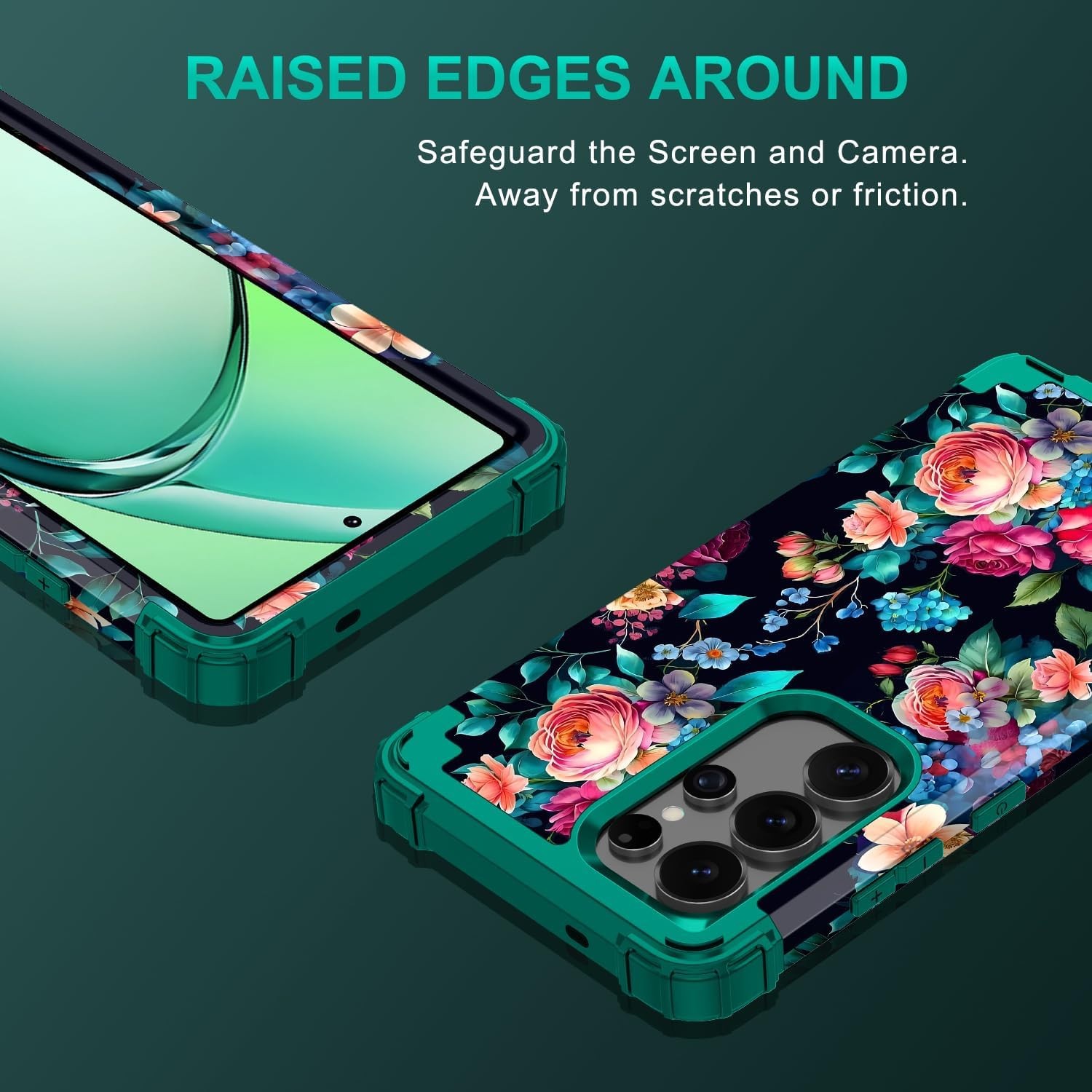 Galaxy S25 Ultra Case Floral Three Layer Heavy Duty Drop Shockproof Glows