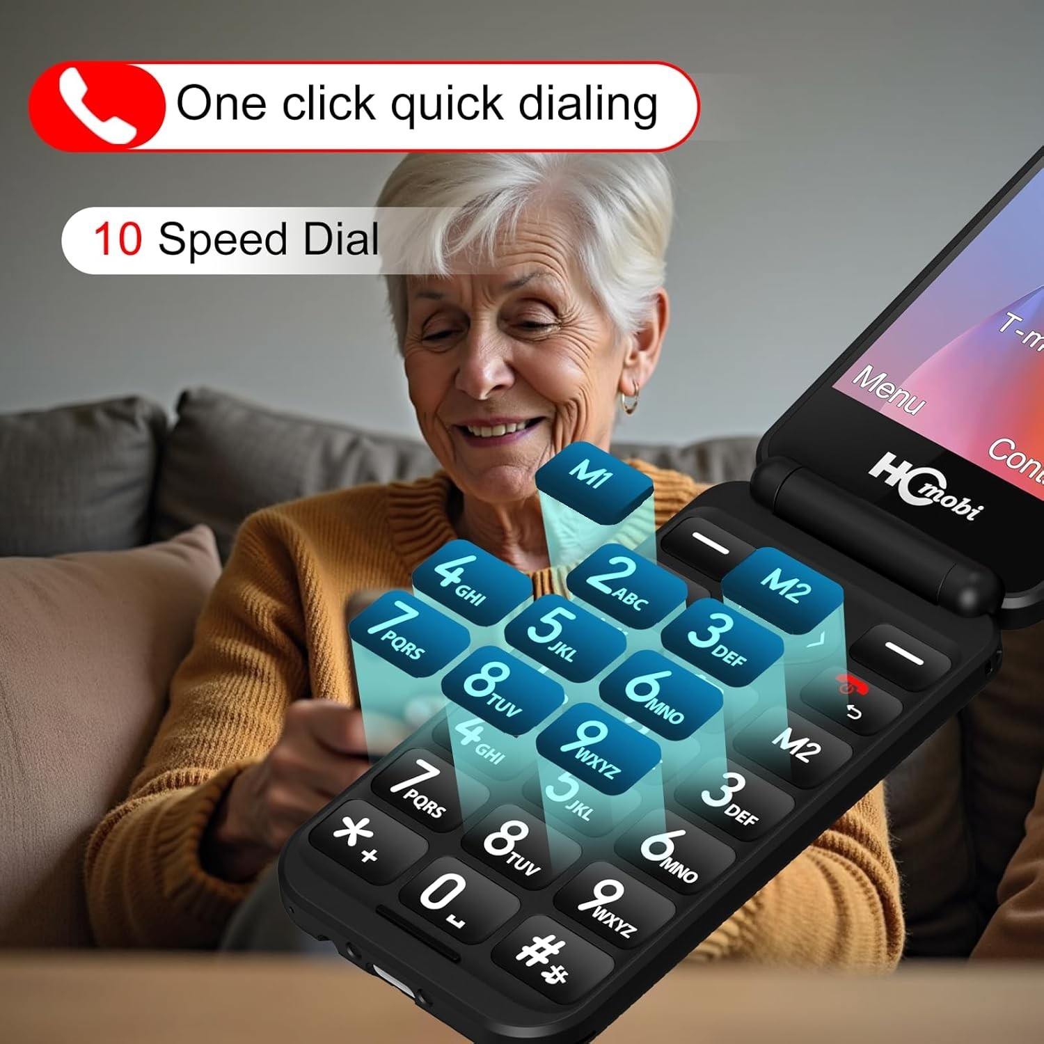 2.8+1.5″ Flip Phone Unlocked, Dual Screen Flip Phones for Seniors, SOS Button丨Sp