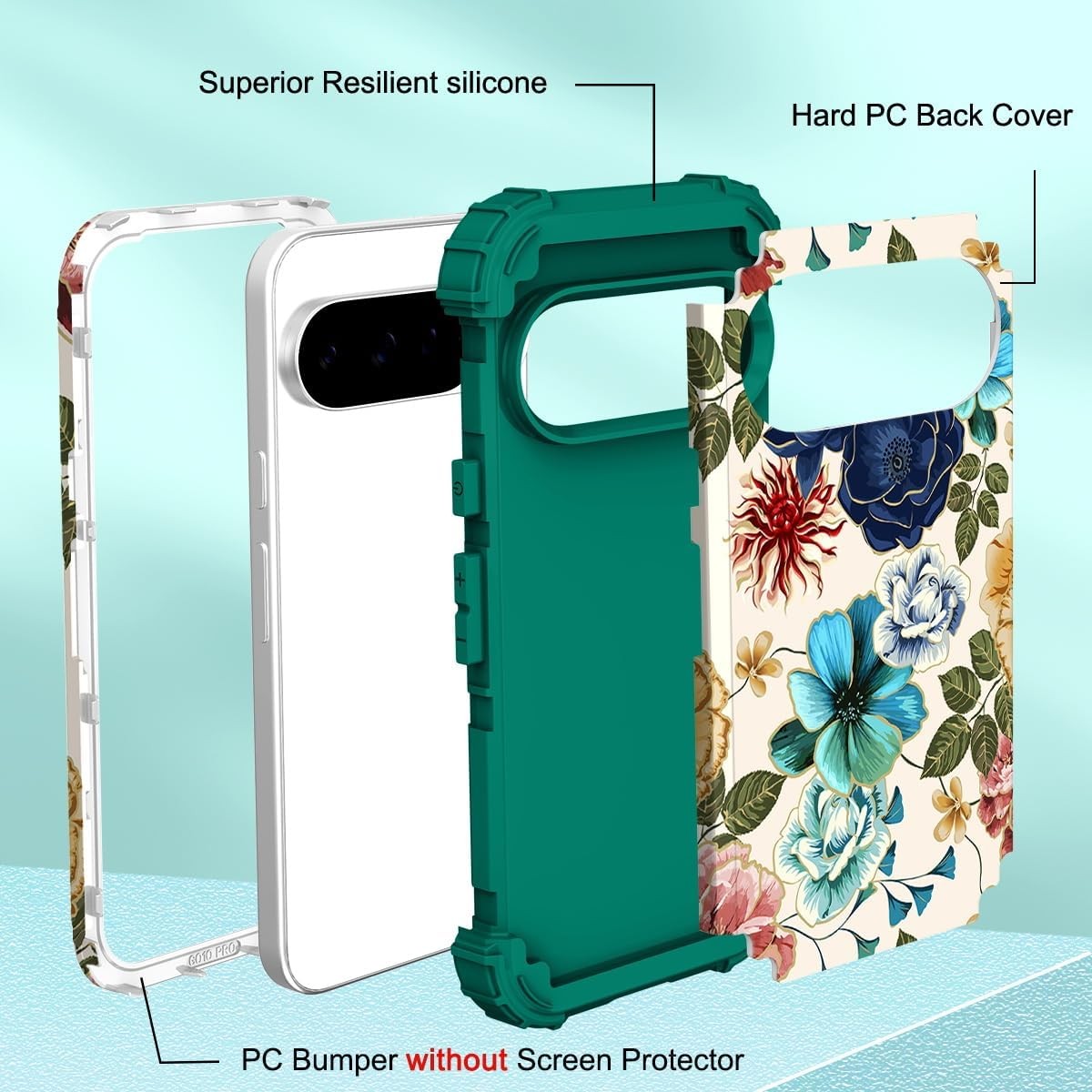 for Google Pixel 10 Case, Shockproof Heavy Duty Protection Hard Plastic+Silicone
