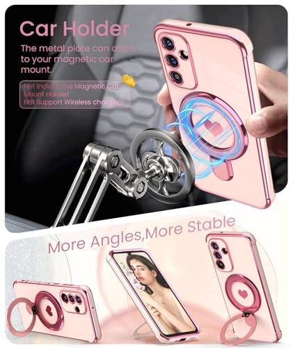 Samsung Galaxy A17 5G Love Heart Kickstand Case 2X Screen Protector, Gold Edge