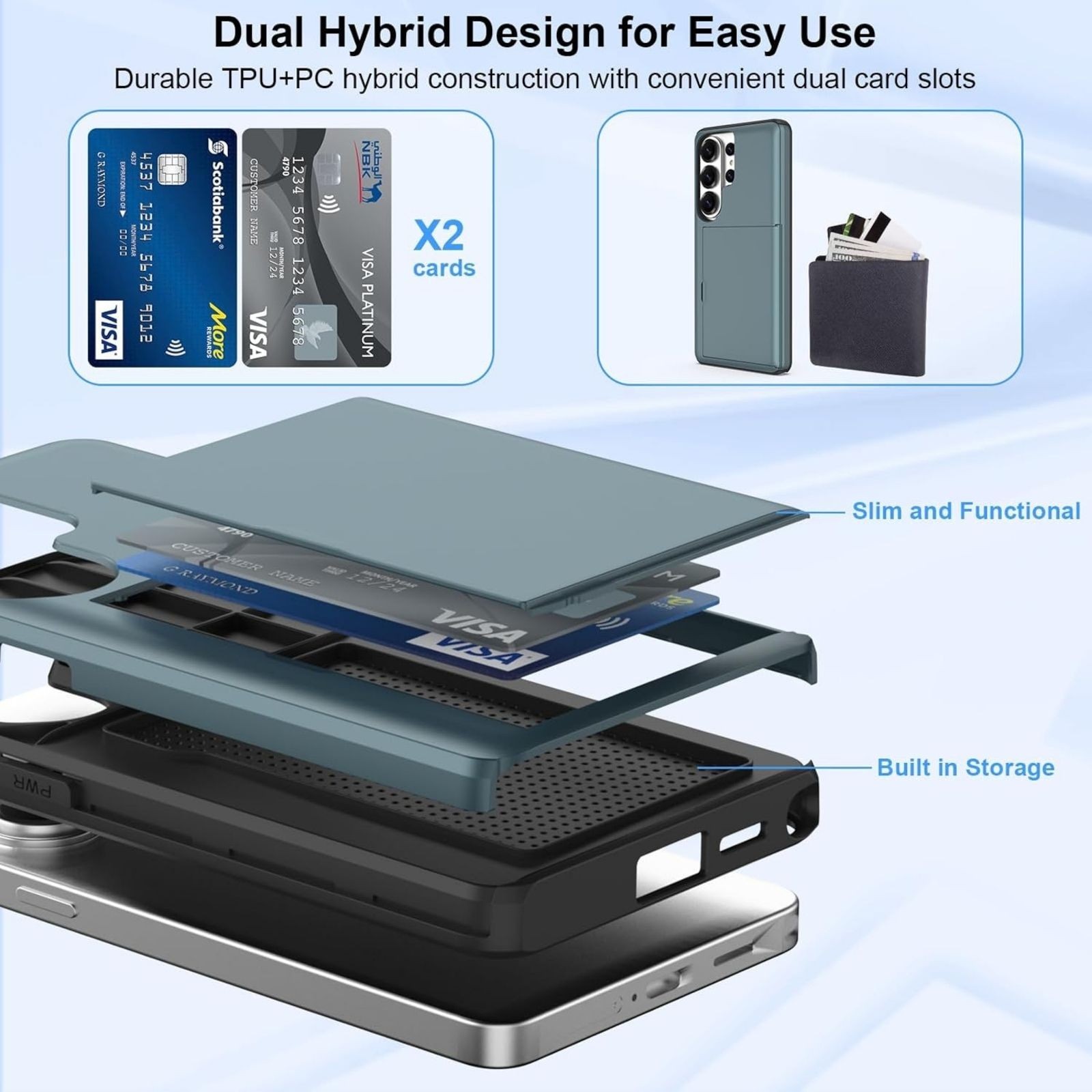 Samsung Galaxy S26 Ultra Case Wallet with Credit Card Holder Shockproof Hard PC