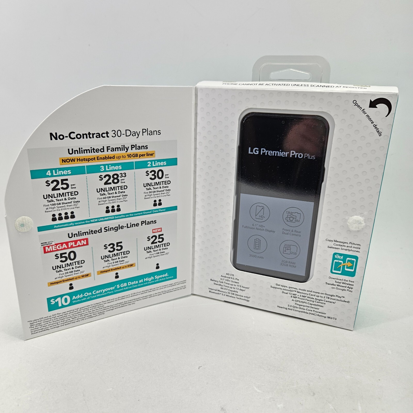 LG Premier Pro Plus 32GB Total Wireless Black Prepaid TWLGL455DCP Tracfone Locke