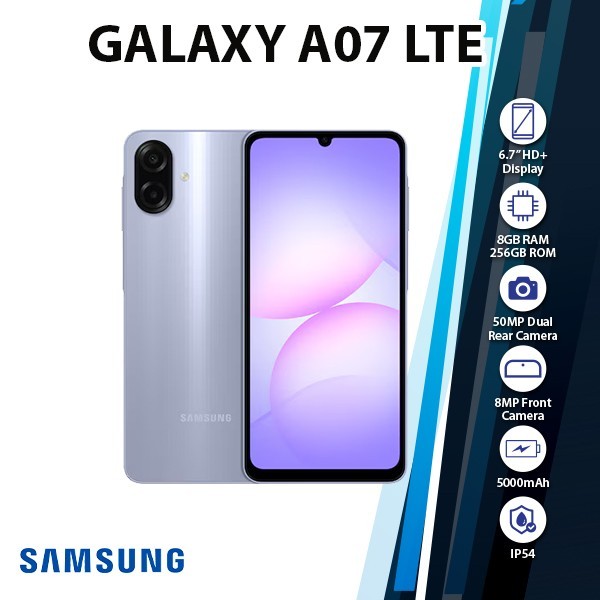 Samsung Galaxy A07 LTE Android Cell Phone (VIOLET/8GB+256GB/Dual SIM/Unlocked)