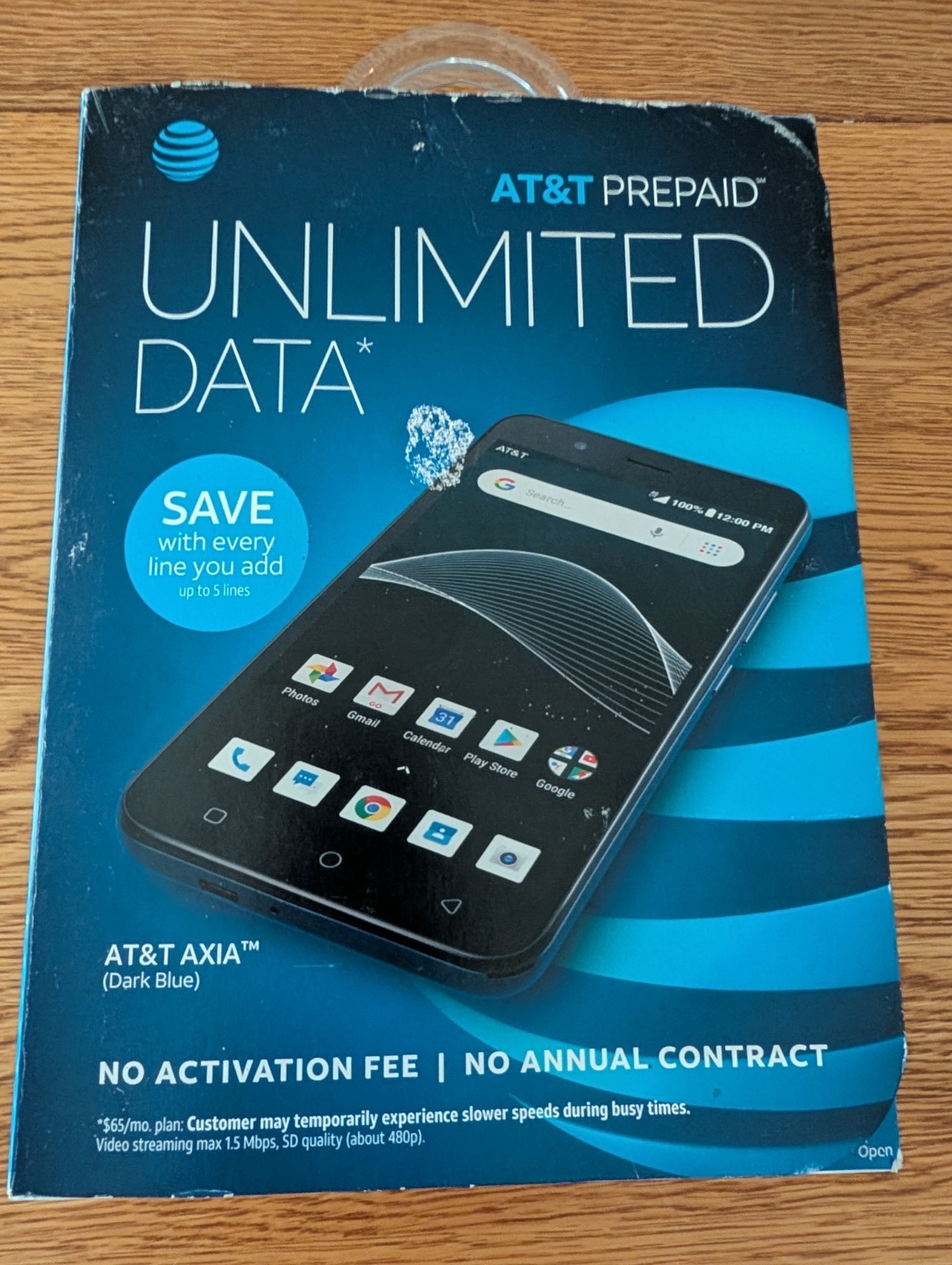 New AT&T Axia QS5509A Android 16GB Dark Blue AT&T Prepaid Phone Sealed Box